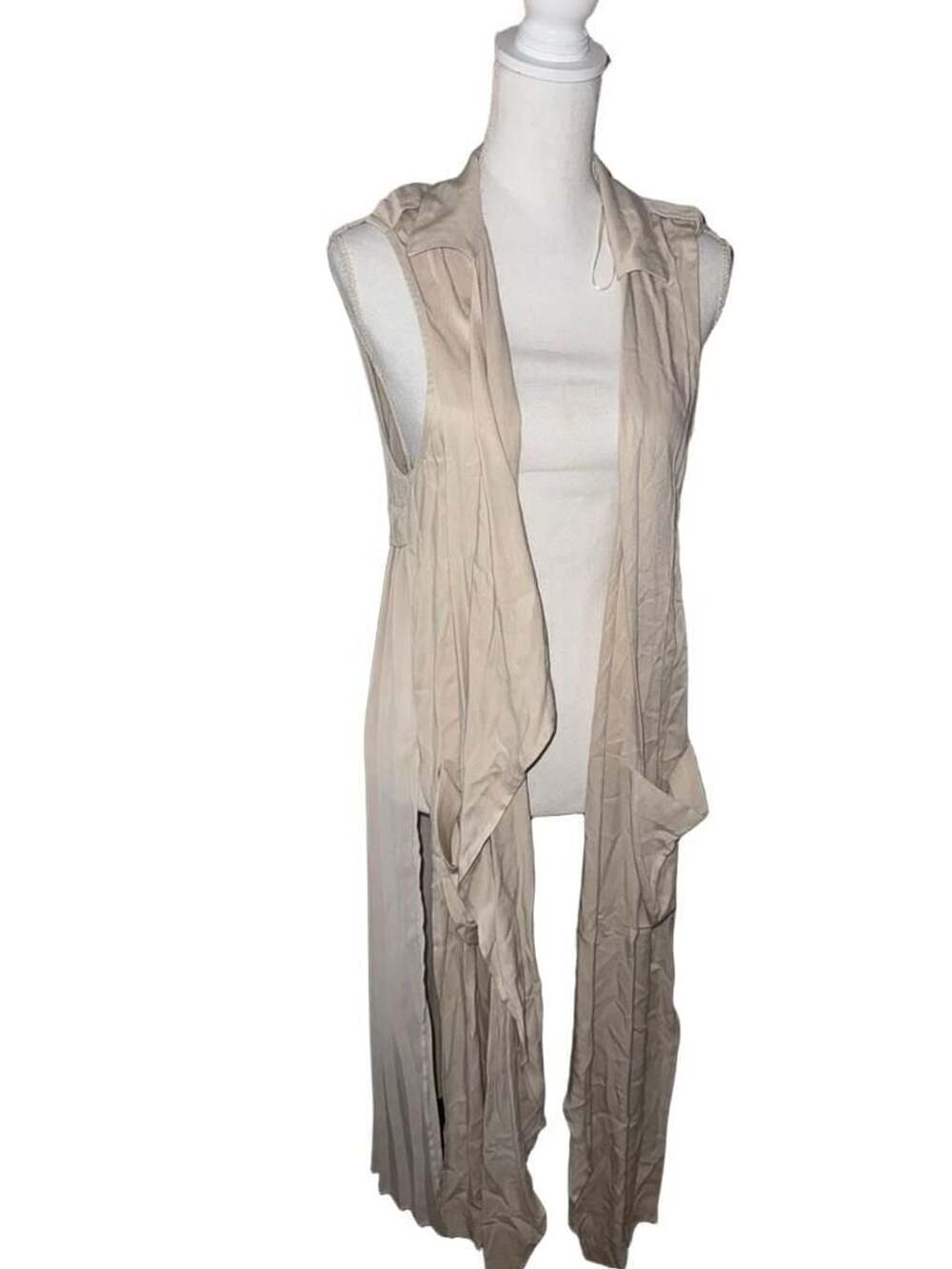 Philosophy Republic Clothing Waterfall Tunic Vest Size L Beige Pleated